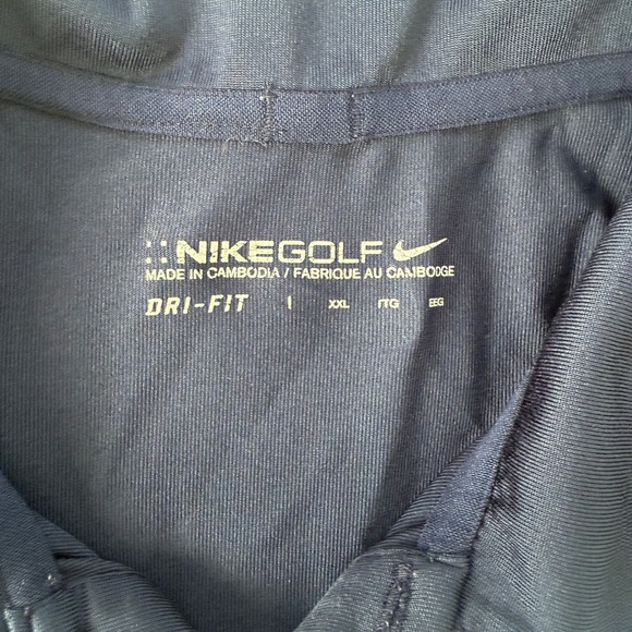 Nike Golf Dri-Fit Polo Shirt XXL Navy Blue‎ Striped Performance Mens Athletic - Picture 2 of 5